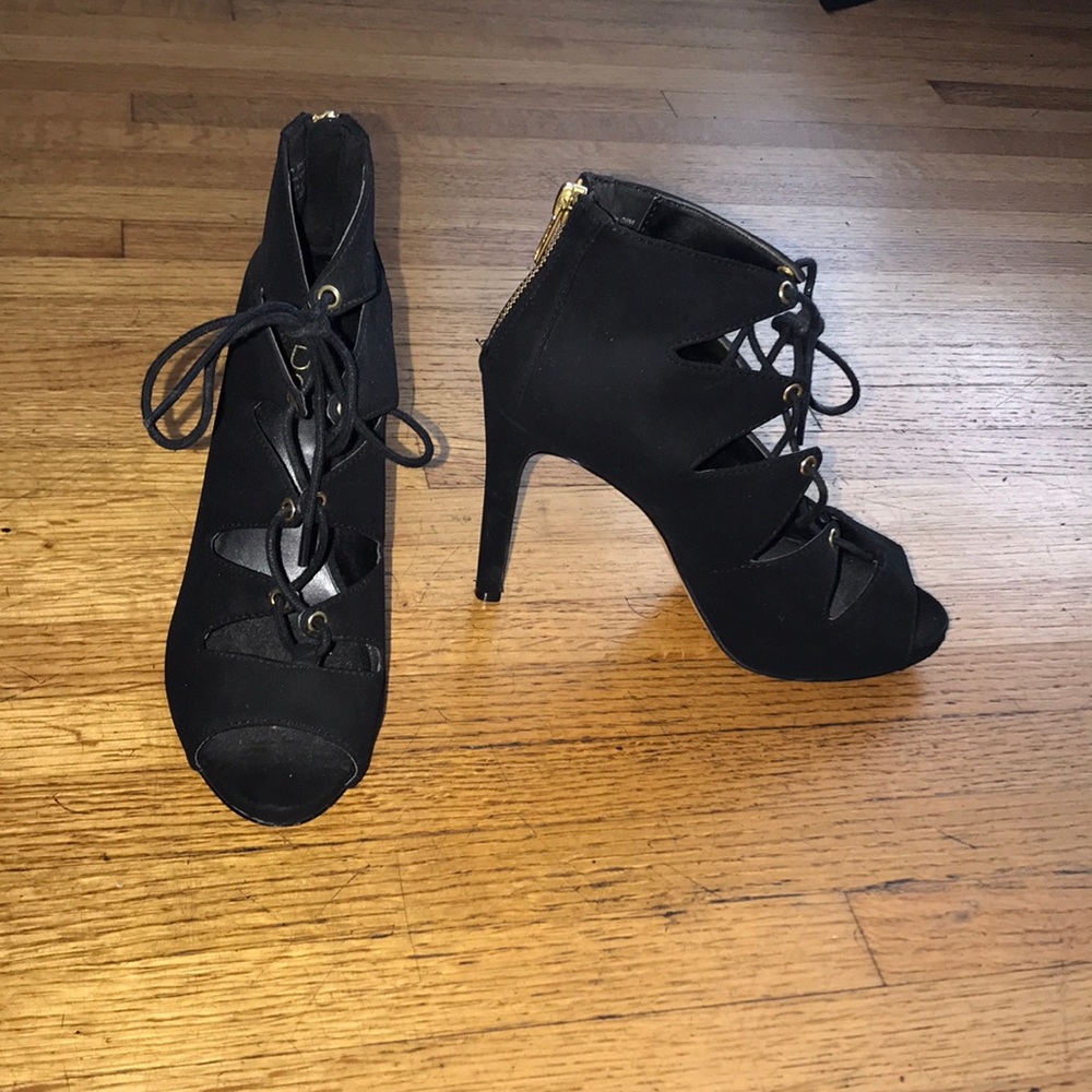 Black Lace Up Ankle Heels
